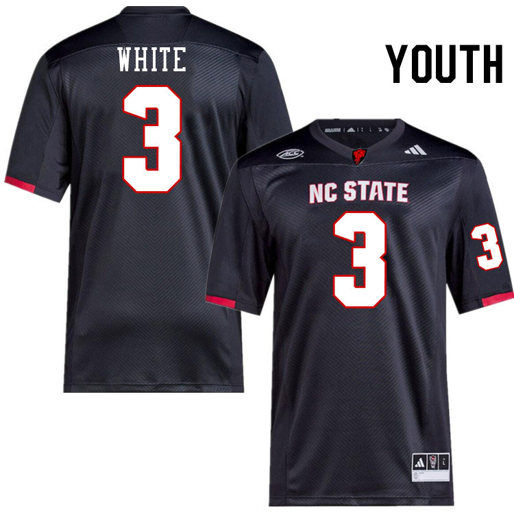 Youth #3 Aydan White NC State Wolfpack College Football Jerseys Stitched-Black